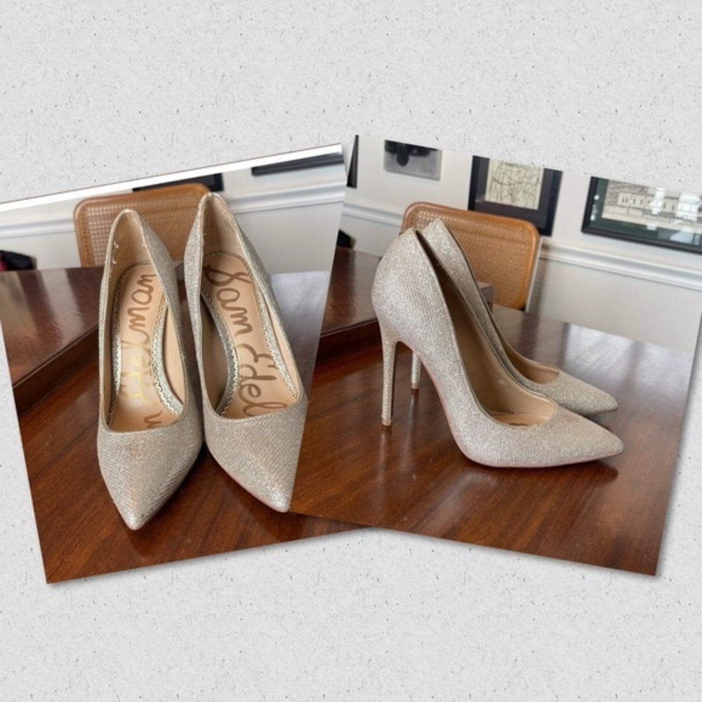 🧊 Sam Edelman Danna metallic mesh pointed toe stilettos: